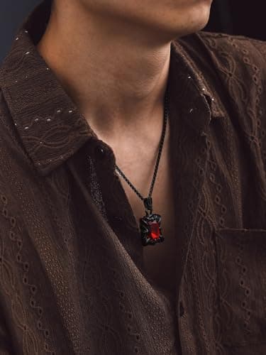 Gothic Stainless Steel Dragon Claw Pendant Necklace for Men and Women - Ruby/Blue Topaz/Emerald/Black Onyx