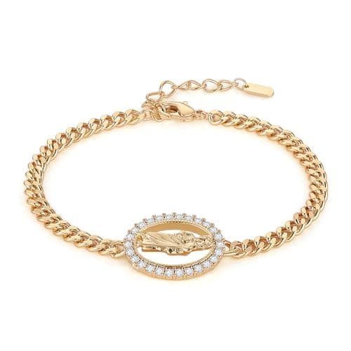 Dainty 14K Gold Plated Retro Religious Bracelet for Women