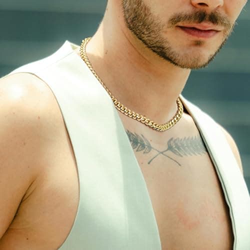 KROMPG 14K Gold Chain Necklace for Men and Women
