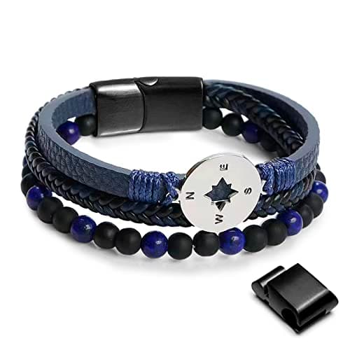 Men's Leather Tree of Life Bracelet with Tiger Eye Beads - Gift for Men