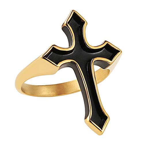 HZMAN Simple Unisex Christian Stainless Steel Religious Cross Ring