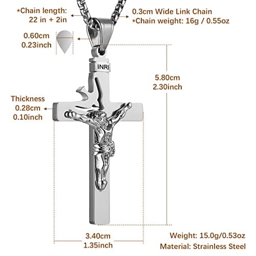 Stainless Steel Dove Cross Pendant Necklace With Free Chain