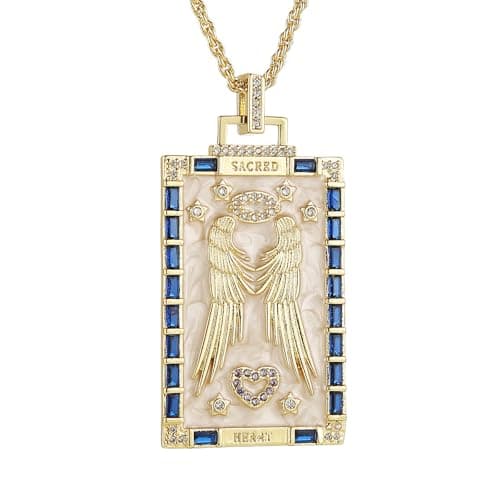 HZMAN Dainty 18K Gold Plated Square Enamel Cross Necklace Jewelry Gift