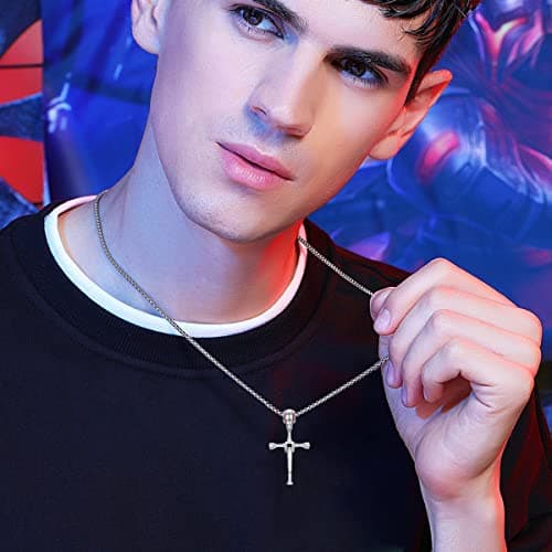 Sterling Silver Baseball Necklace Philippians 4:13 Gift for Men or Boys Bat Cross