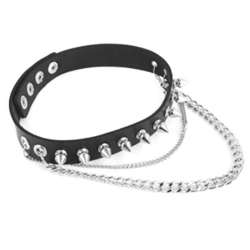 Spike Studded Leather Choker Necklace for Women Men