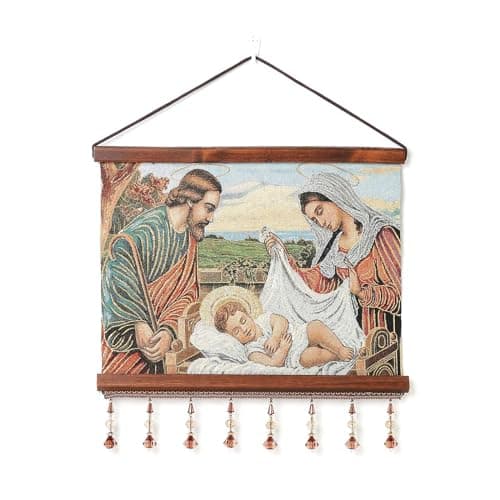 Vintage Handmade Jesus and Virgin Mary Wall Art for Living Room - 16x12.5 inch