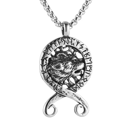 HZMAN Viking Wolf Totem Norse Pendant Necklace for Men