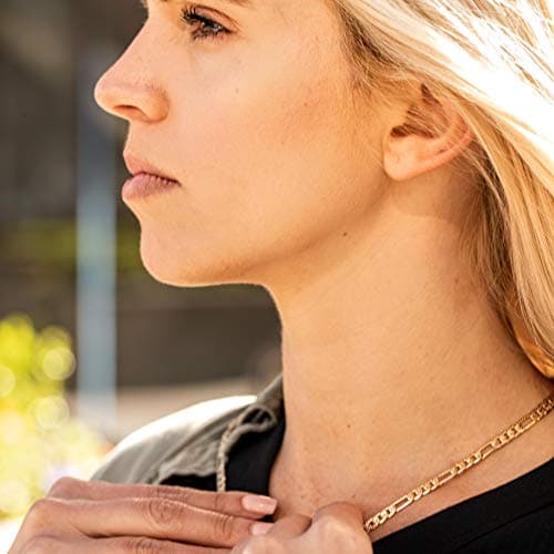 5mm Crushed Figaro Chain Necklace 24k Gold Plated for Men & Women