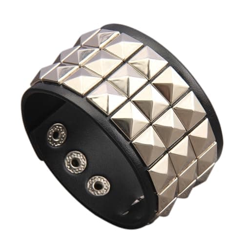Jeilwiy Men's Punk Leather Wristbands - Adjustable, Braided Black & Brown Cuff Bangle Gifts
