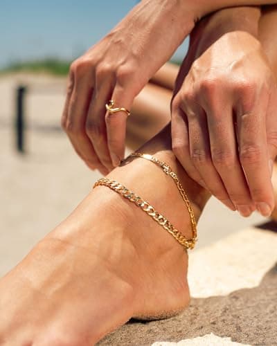 Barzel 18K Gold Plated Flat Marina Elephant Anklet, Made in Brazil