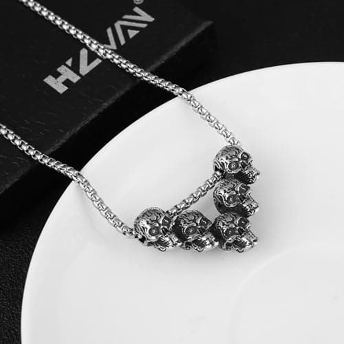 Men's Stainless Steel Gothic Punk Skull Head Necklace – HZMAN Jewelry Gift