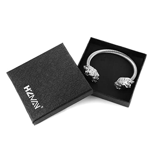 HZMAN Lion Bracelet Stainless Steel Gold Plated Biker Punk