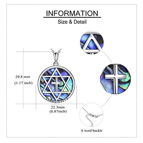 DAYLINLOVE Sterling Silver Star of David & Cross Necklace - Jewish & Christian Jewelry