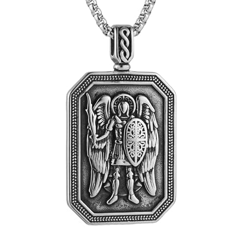 HZMAN Stainless Steel Religious Christian Amulet Pendant Necklace