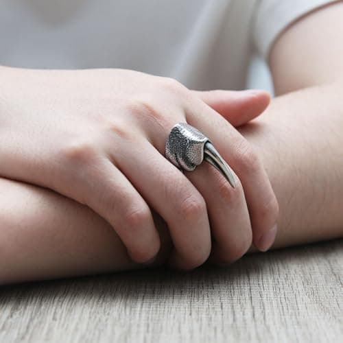 HZMAN Men's Stainless Steel Dragon Claw Gothic Punk Claw Ring Halloween Jewelry Gift