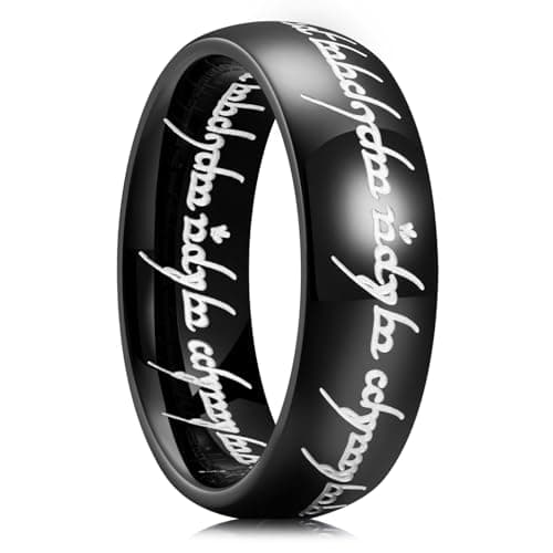 King Will Men's 7/8mm One Lord Magic Power Gold/Black/Silver Polished Comfort Fit Wedding Band Size 5-15