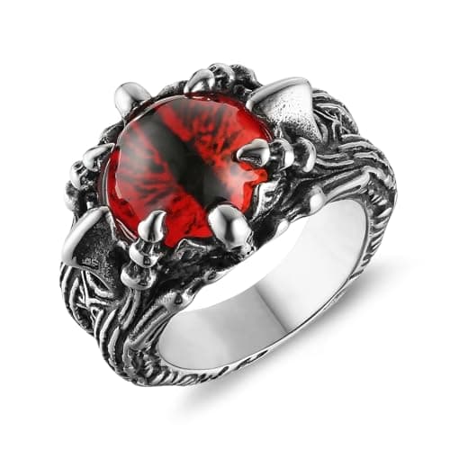 HZMAN Men's Gothic Devil's Eye Demon Claw Ring for Punk Halloween