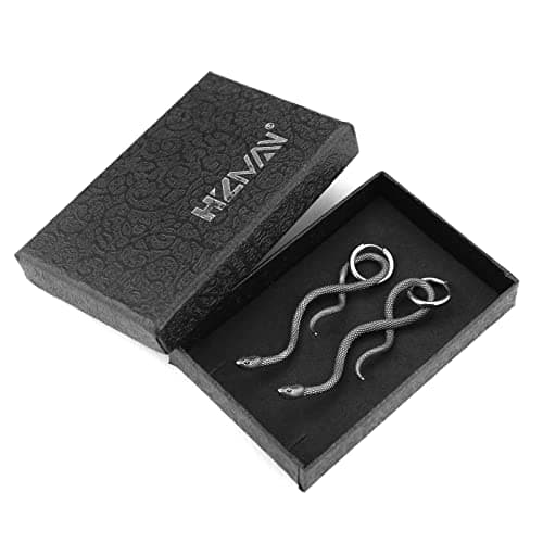 HZMAN Stainless Steel Gothic Punk Snake Hoop Earrings for Men and Women Party Jewelry