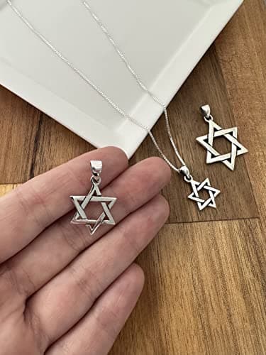AJDesign Classic Star of David Necklace Pendant 925 Sterling Silver Jewish Jewelry