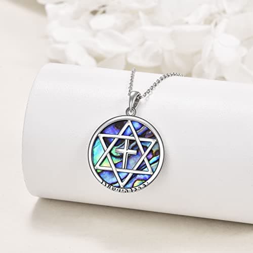 DAYLINLOVE Sterling Silver Star of David & Cross Necklace - Jewish & Christian Jewelry