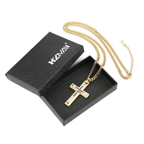 Stainless Steel Double Layer Cross Necklace for Men and Boys