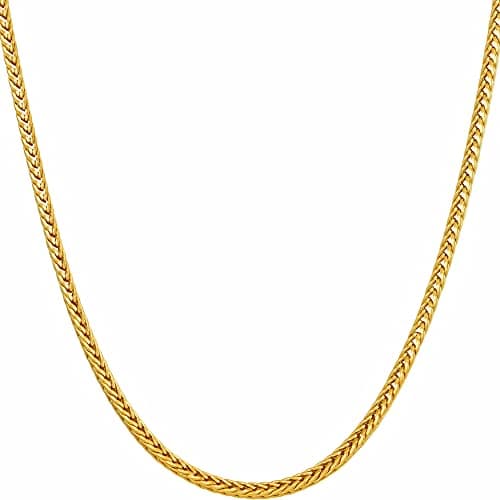 Franco 24k Gold Plated Chain Necklace 2mm & 3.5mm