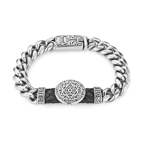 HZMAN Men's Silver Heavy Stainless Steel 8.5" Cuban Link Bracelet