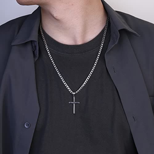 Besteel 925 Sterling Silver Cross Necklace for Men & Women