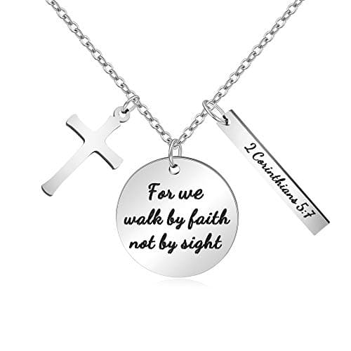 Christian Bible Verse Cross Pendant Necklace for Women - Faith Prayer Charm Jewelry for Birthday and Christmas