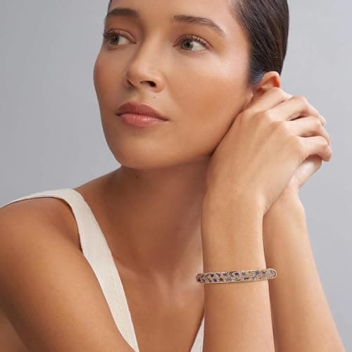 Chunky Gold Plated Stone Chips Cuff Bracelet for Women - Retro Gravel Agate Jewelry Gift