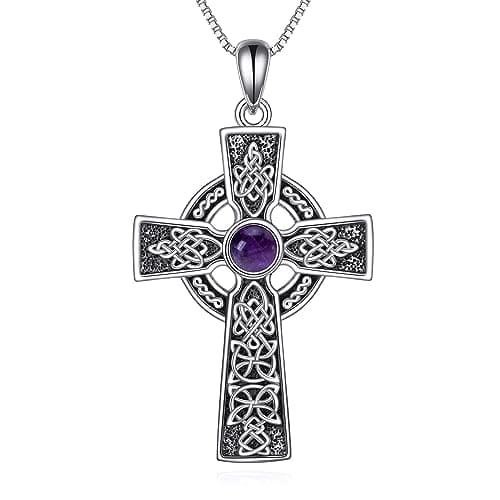 YONFQE Celtic Knot Sterling Silver Abalone Cross Pendant Jewelry for Women