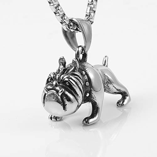 HZMAN 3D Stainless Steel Bulldog Pendant Dog Necklace
