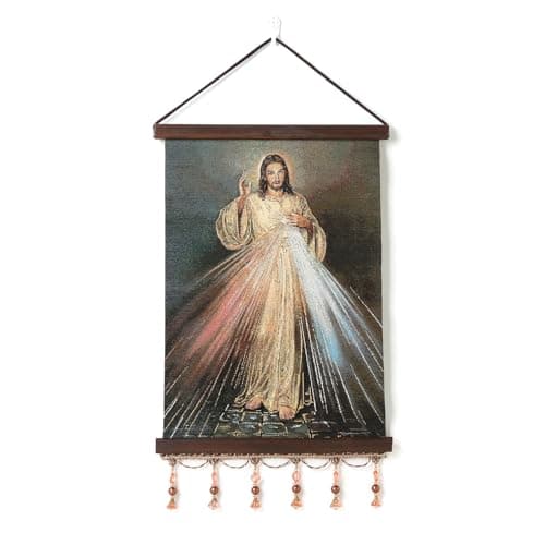 HZMAN Virgin Mary Retro Wall Art - Handmade Picture of Our Lady Guadalupe for Living Room or Bedroom, Framed 17x12 Inch
