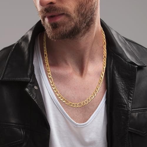 Men's 14K Gold Plated Figaro Chain Necklace