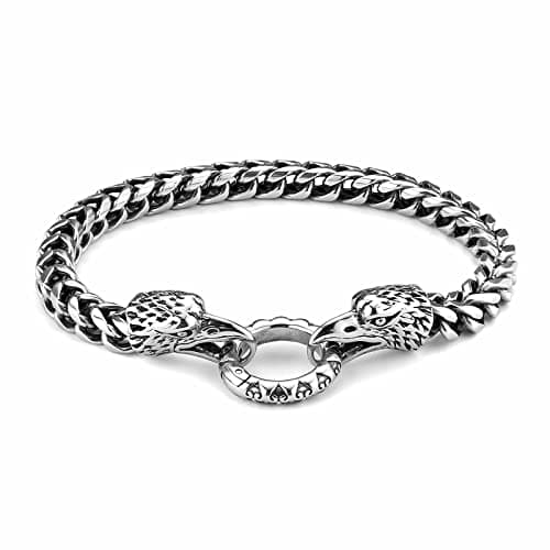 Retro Dragon Head Bracelet Stainless Steel Gothic Punk Black Dragon Bangle Cuban Chain Link Bracelet Biker Party Jewelry Gift