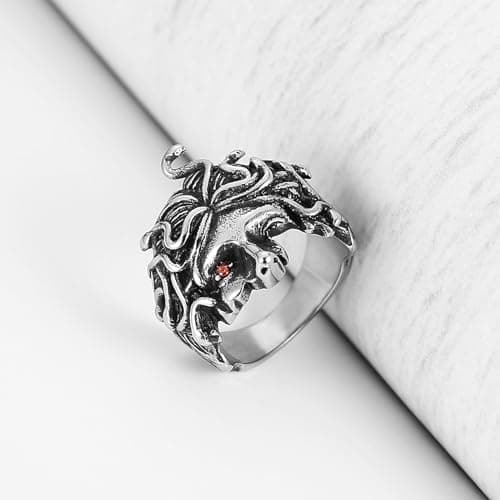HZMAN Stainless Steel Medusa Snake Ring