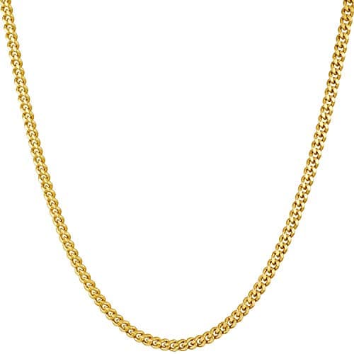 24K Gold Plated 2.2mm Curb Chain Necklace for Men & Women