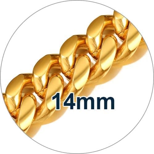 ChainsPro Men's Chunky Cuban Chain Necklace, Gold Plated, 18-30inch Length