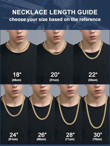 ChainsPro Men's Chunky Cuban Chain Necklace, Gold Plated, 18-30inch Length