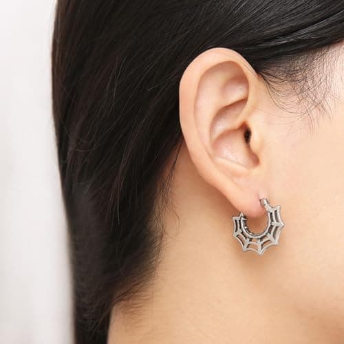 HZMAN Stainless Steel Spider Web Earrings for Women Halloween