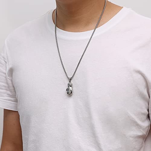 Stainless Steel Boxing Glove Chain Pendant Necklace for Men and Women