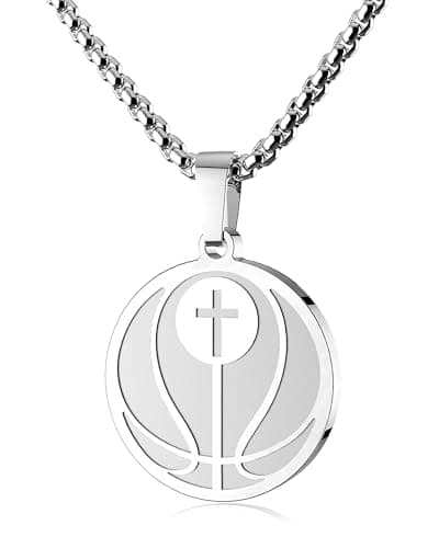 Stainless Steel Sports Pendant Necklace with Bible Verse - Luke 1:37