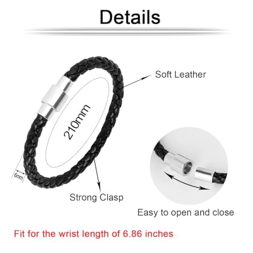 Eigso Wooden Bead PU Leather Cuff Bracelet for Men & Women