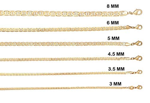 Barzel Brazilian Made 18K Gold Plated Women's Flat Mariner Necklace