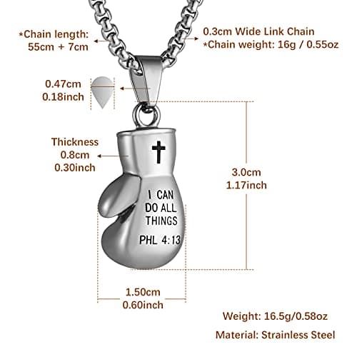 Stainless Steel Boxing Glove Chain Pendant Necklace for Men and Women