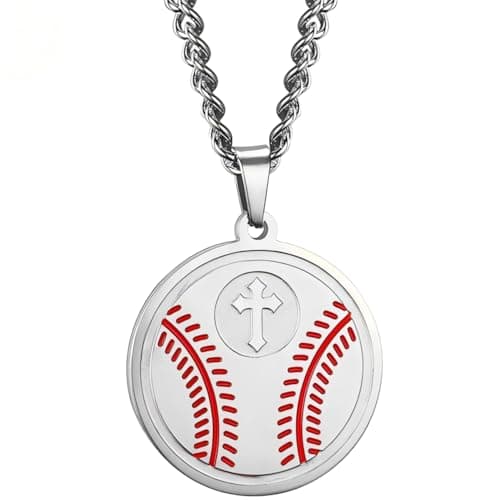 YIQPKUM Cute Stainless Steel Baseball Cross Necklace for Women Sports Jewelry