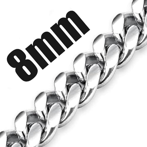 Fiusem Men's 14K Gold Plated Stainless Steel Chain Necklace, Silver Tone/Black, 16-28 Inches