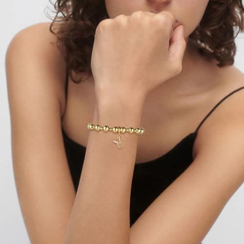 HZMAN Adjustable 14K Gold Plated Beaded Bracelet for Women Cute Gift Jewelry