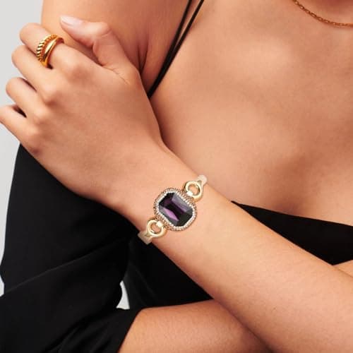 Crystal Rhinestone Bracelet for Women - Retro Antique 18K Gold Plated Cuff - Large Size Jewelry Gift