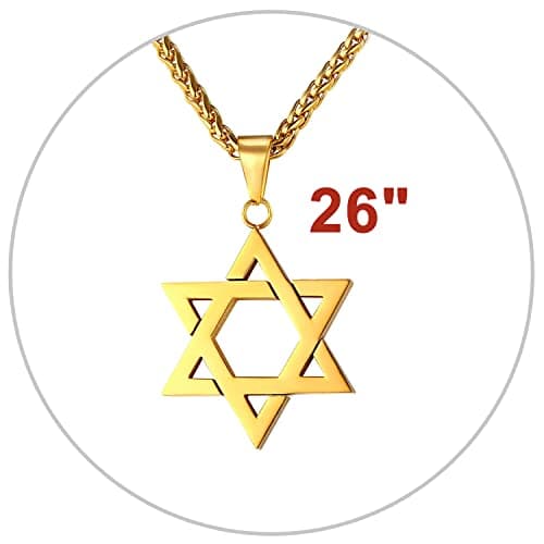 Star of David Necklace for Men and Women - Gold/Stainless Steel Hexagon Pendant